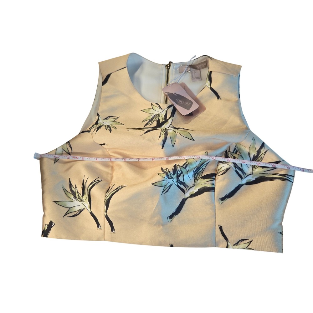 NWT Forever 21 Contemporary Crop Top Women Small Floral Bird of Paradise - Picture 8 of 11